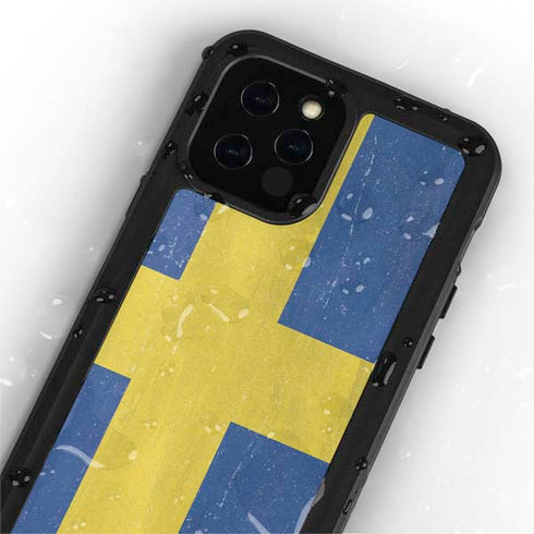 Sweden Flag Distressed iPhone 12 Pro Waterproof Case